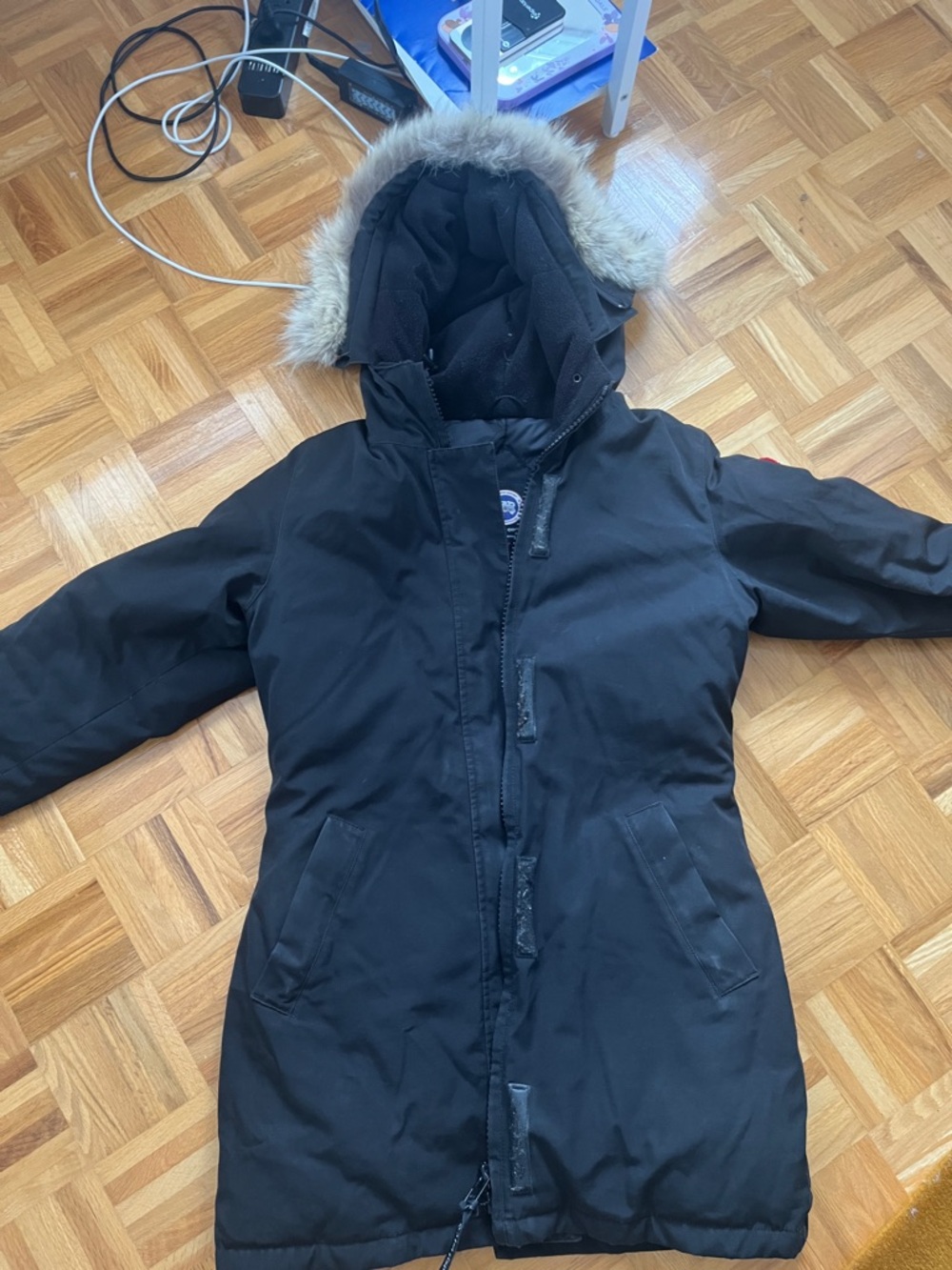 Authentic Canada Goose Black Parka with Fur-Trim Hood